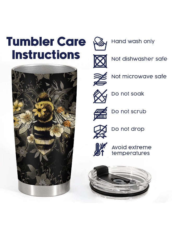 34HD Queen Bee Tumbler with Lid, 20oz Stainless Steel Vacuum Insulated Coffee Mug, Honey Bee Gifts for Birthday Mothers Day Christmas, Gifts for Women Teachers Mom Daughter Friend - Image 4